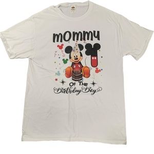 Mickey Mouse woman’s short sleeve T-shirt, mommy of birthday boy shirt, …